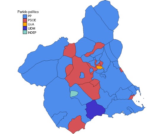 Elecciones municipales de 24 de mayo de 2015. Partido político al que pertenece el Alcalde.